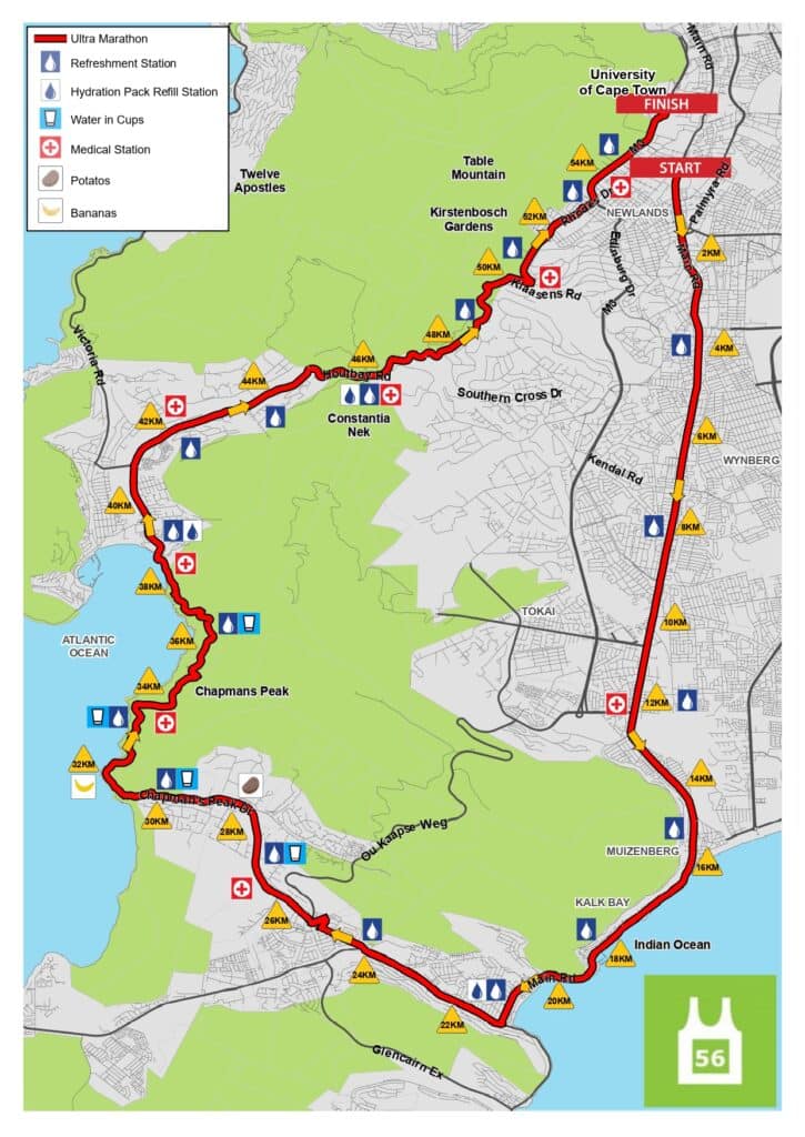 Two Ocean Marathon Route Map